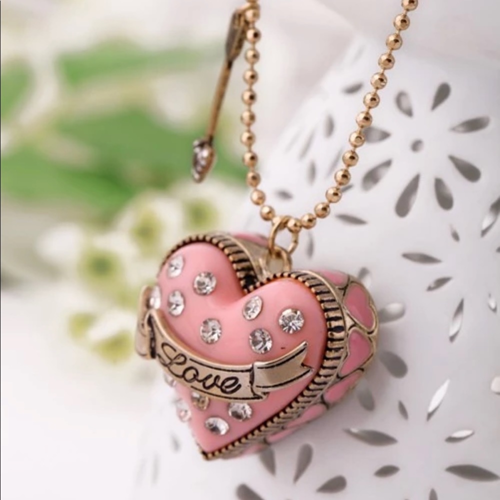 Swarovski Pink Box Of Love Necklace New With Tags